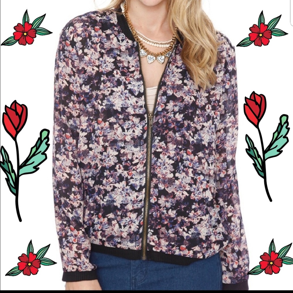 About A Girl Floral Bomber Jacket